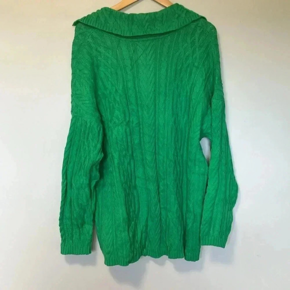 NWT J. Jill meadow green cable  knit cotton blend sweater - Picture 6 of 6